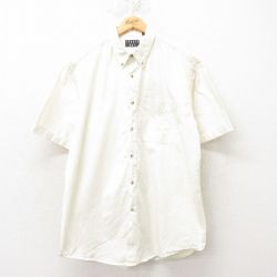 【50%OFF】XL★古着 半袖 シャツ メンズ 00年代 00s ロング丈 コットン ボタンダウン 薄ベージュ カーキ 25jun09 中古 トップス