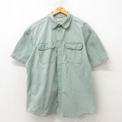 【50%OFF】XL★古着 エルエルビーン LLBEAN 半袖 シャツ メンズ 00年代 00s コットン 薄緑 グリーン 25jun09 中古 トップス