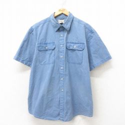 XL★古着 エルエルビーン LLBEAN 半袖 シャツ メンズ 00年代 00s 大きいサイズ コットン 薄紺 ネイビー 25jun09 中古 トップス