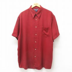 XL★古着 STRUCTURE 半袖 シャツ メンズ 大きいサイズ シルク エンジ 25jun09 中古 トップス