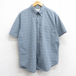XL★古着 ジェイクルー J.CREW 半袖 シャツ メンズ 00年代 00s コットン ボタンダウン 紺他 ネイビー チェック 25jun09 中古 トップス