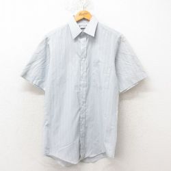 M★古着 半袖 シャツ メンズ 80年代 80s USA製 薄グレー ストライプ 25jun10 中古 トップス