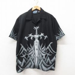 半袖シャツ 開襟 ブラック XL | 古着