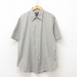L★古着 ラルフローレン Ralph Lauren ポロジーンズ 半袖 ブランド シャツ メンズ 00年代 00s コットン 白 ホワイト チェック 25jun10 中古 トップス