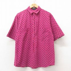 L★古着 半袖 シャツ メンズ 90年代 90s コットン ピンク 25jun10 中古 トップス