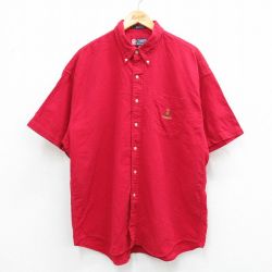 XL★古着 ラルフローレン Ralph Lauren チャップス 半袖 ブランド シャツ メンズ 90年代 90s ワンポイントロゴ コットン ボタンダウン 赤 レッド 25jun11 中古 トップス