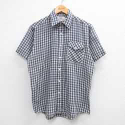 L★古着 フルーツオブザルーム 半袖 シャツ メンズ 70年代 70s 紺他 ネイビー チェック 25jun11 中古 トップス