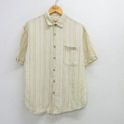 L★古着 JOS A BANK 半袖 シャツ メンズ 黄他 イエロー ストライプ 25jun14 中古 トップス