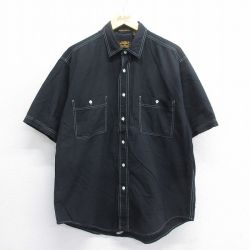 XL★古着 エディーバウアー 半袖 シャツ メンズ 90年代 90s コットン 黒 ブラック 25jun14 中古 トップス