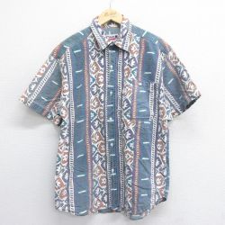 【50%OFF】L★古着 半袖 シャツ メンズ 90年代 90s 総柄 コットン 白他 ホワイト 25jun14 中古 トップス