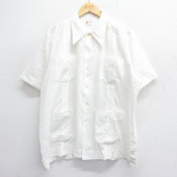 XL★古着 半袖 キューバ シャツ メンズ 70年代 70s 大きいサイズ 開襟 オープンカラー 白 ホワイト 【spe】 25jun14 中古 トップス