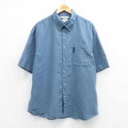 XL★古着 コロンビア COLUMBIA 半袖 シャツ メンズ 00年代 00s 大きいサイズ ボタンダウン 薄紺 ネイビー 25jun14 中古 トップス