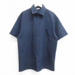 L★古着 半袖 シャツ メンズ 90年代 90s USA製 紺 ネイビー 25jun14 中古 トップス