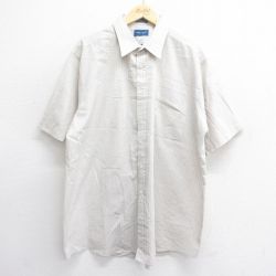 XL★古着 タウンクラフト 半袖 シャツ メンズ 90年代 90s 大きいサイズ ロング丈 薄グレー他 ストライプ 25jun14 中古 トップス