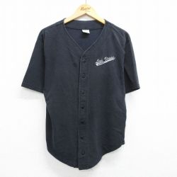 M★古着 半袖 ベースボール シャツ メンズ 90年代 90s ラスベガス コットン USA製 黒 ブラック 25jun16 中古 トップス