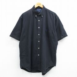 【20%OFF】XL★古着 ラルフローレン Ralph Lauren 半袖 ブランド シャツ メンズ 90年代 90s ゴルフ ワンポイントロゴ TILDEN 大きいサイズ コットン ボタンダウン 黒 ブラック 25jun16 中古 トップス