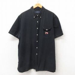 XL★古着 ラルフローレン Ralph Lauren 半袖 ブランド シャツ メンズ 大きいサイズ コットン ボタンダウン 黒 ブラック 【spe】 25jun16 中古 トップス