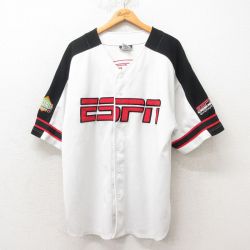 【50%OFF】XL★古着 半袖 ベースボール シャツ メンズ 00年代 00s ディズニー DISNEY Espn 大きいサイズ メッシュ地 白 ホワイト 【spe】 25jun16 中古 トップス