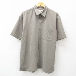 XL★古着 ペリーエリス 半袖 シャツ メンズ 90年代 90s 濃グレー 25jun19 中古 トップス
