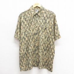 L★古着 半袖 シャツ メンズ 00年代 00s　レーヨン ベージュ他 カーキ 25jun17 中古 トップス