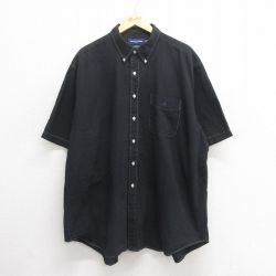 XL★古着 ラルフローレン Ralph Lauren ゴルフ 半袖 ブランド シャツ メンズ 90年代 90s ワンポイントロゴ TILDEN シアサッカー 大きいサイズ ロング丈 コットン 黒 ブラック 【spe】 25jun17 中古 トップス