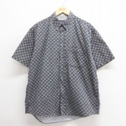 XL★古着 半袖 シャツ メンズ 00年代 00s コットン ボタンダウン 紺他 ネイビー 25jun17 中古 トップス