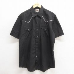 XL★古着 ELY 半袖 ウエスタン シャツ メンズ 90年代 90s 黒 ブラック 25jun17 中古 トップス