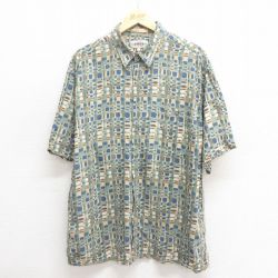 L★古着 半袖 シャツ メンズ 00年代 00s レーヨン 緑他 グリーン 25jun17 中古 トップス