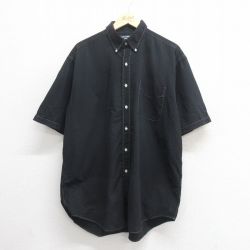 XL★古着 ラルフローレン Ralph Lauren ゴルフ 半袖 ブランド シャツ メンズ 90年代 90s ワンポイントロゴ TILDEN シアサッカー 大きいサイズ ロング丈 コットン ボタンダウン 黒 ブラック 25jun17 中古 トップス