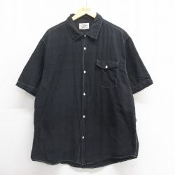 XL★古着 ラルフローレン Ralph Lauren ポロジーンズ 半袖 ブランド シャツ メンズ 大きいサイズ コットン 黒 ブラック チェック 25jun17 中古 トップス