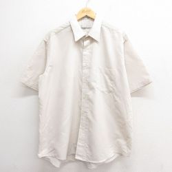 【50%OFF】XL★古着 バンヒューセン 半袖 シャツ メンズ 90年代 90s 大きいサイズ 薄ベージュ カーキ ストライプ 25jun17 中古 トップス