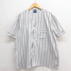 XL★古着 タウンクラフト 半袖 パジャマ シャツ メンズ 90年代 90s 大きいサイズ グレー他 ストライプ 25jun17 中古 トップス