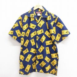 M★古着 半袖 シャツ メンズ 00年代 00s モノポリ コットン 開襟 オープンカラー 紺 ネイビー 【spe】 25jun18 中古 トップス