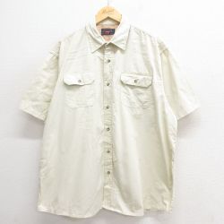 XL★古着 ラングラー Wrangler 半袖 シャツ メンズ 大きいサイズ コットン 薄ベージュ カーキ 25jun18 中古 トップス