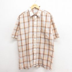 L★古着 半袖 シャツ メンズ 80年代 80s ベージュ他 カーキ チェック 25jun18 中古 トップス