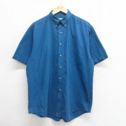 【20%OFF】XL★古着 ベーシックエディションズ 半袖 シャツ メンズ 00年代 00s ボタンダウン 青他 ブルー チェック 25jun18 中古 トップス