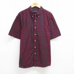 XL★古着 ベーシックエディションズ 半袖 シャツ メンズ 90年代 90s 大きいサイズ ボタンダウン エンジ他 チェック 【spe】 25jun18 中古 トップス