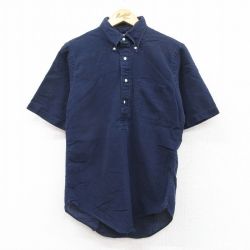 【50%OFF】M★古着 半袖 シャツ メンズ 90年代 90s コットン ボタンダウン 紺 ネイビー 25jun18 中古 トップス