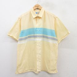 L★古着 バンヒューセン 半袖 シャツ メンズ 90年代 90s 黄他 イエロー 25jun18 中古 トップス