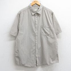L★古着 HAGGAR 半袖 シャツ メンズ コットン ベージュ系他 カーキ ストライプ 25jun18 中古 トップス