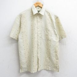 【50%OFF】L★古着 アロー 半袖 シャツ メンズ 総柄 コットン ベージュ他 カーキ 25jun19 中古 トップス