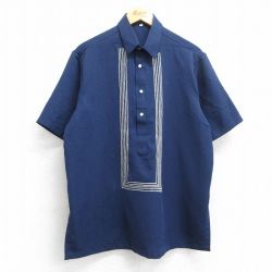 L★古着 半袖 シャツ メンズ 紺他 ネイビー 25jun19 中古 トップス