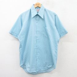 L★古着 半袖 シャツ メンズ 80年代 80s ロング丈 水色 25jun20 中古 トップス