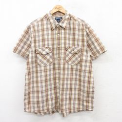XL★古着 エアロポステール AEROPOSTALE 半袖 シャツ メンズ 00年代 00s コットン 茶他 ブラウン チェック 25jun20 中古 トップス