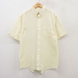 【50%OFF】XL★古着 アロー 半袖 シャツ メンズ 90年代 90s ボタンダウン USA製 薄黄 イエロー 25jun21 中古 トップス