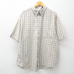 XL★古着 ピューリタン 半袖 シャツ メンズ 00年代 00s 大きいサイズ ボタンダウン ベージュ他 カーキ チェック 25jun21 中古 トップス