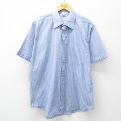 XL★古着 半袖 シャツ メンズ 90年代 90s 大きいサイズ 薄紺他 ネイビー ストライプ 25jun21 中古 トップス