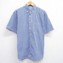 XL★古着 GANT 半袖 シャツ メンズ 90年代 90s コットン ボタンダウン 青他 ブルー ストライプ 25jun23 中古 トップス