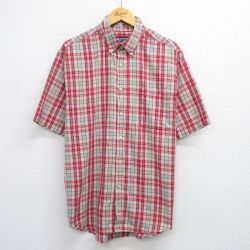 XL★古着 ピューリタン 半袖 シャツ メンズ 00年代 00s ボタンダウン 赤他 レッド チェック 25jun23 中古 トップス