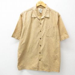 XL★古着 エルエルビーン LLBEAN 半袖 シャツ メンズ 00年代 00s 総柄 コットン 開襟 オープンカラー 黄他 イエロー 25jun23 中古 トップス